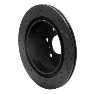 Cadillac Escalade Brake Rotor (1) - Rear Right - R1 Concepts - Drilled & Slotted - Black - `07-`20